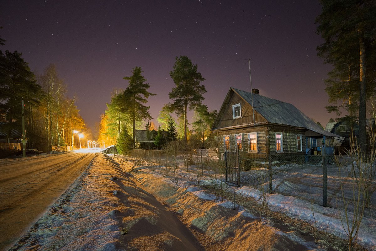 Зимний вечер в деревне картинки