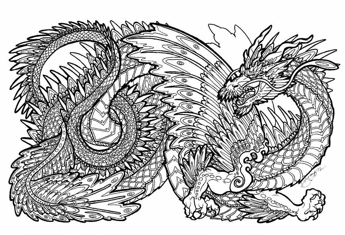 Рисунок дракона для раскрашивания