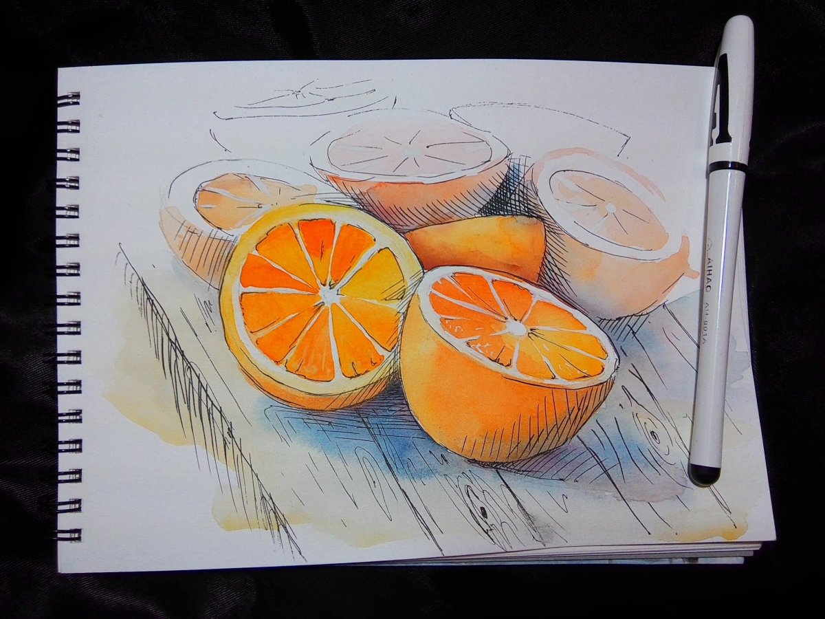 Натюрморт с фруктами для срисовки
