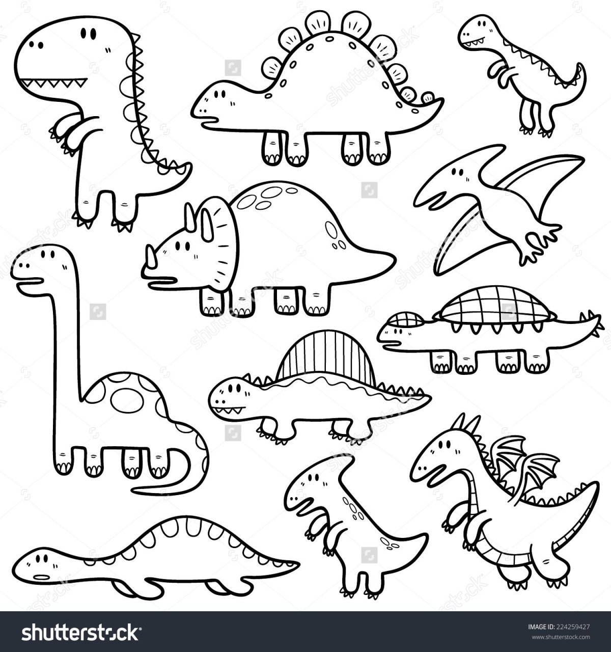 Рисунок динозавра для раскрашивания