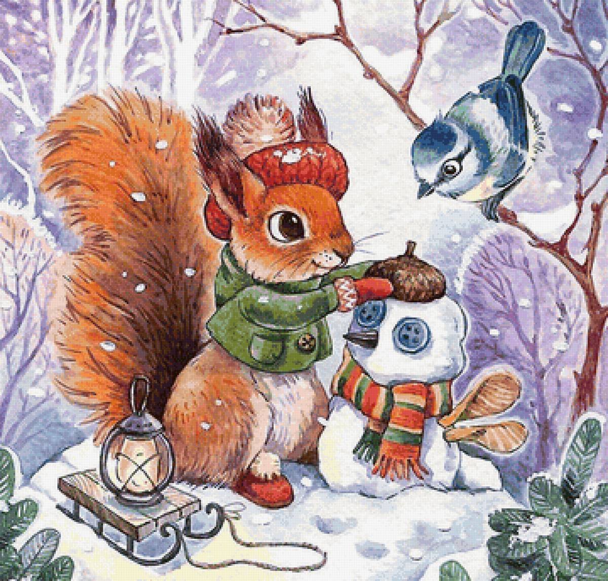 Зверюшки зимой в лесу