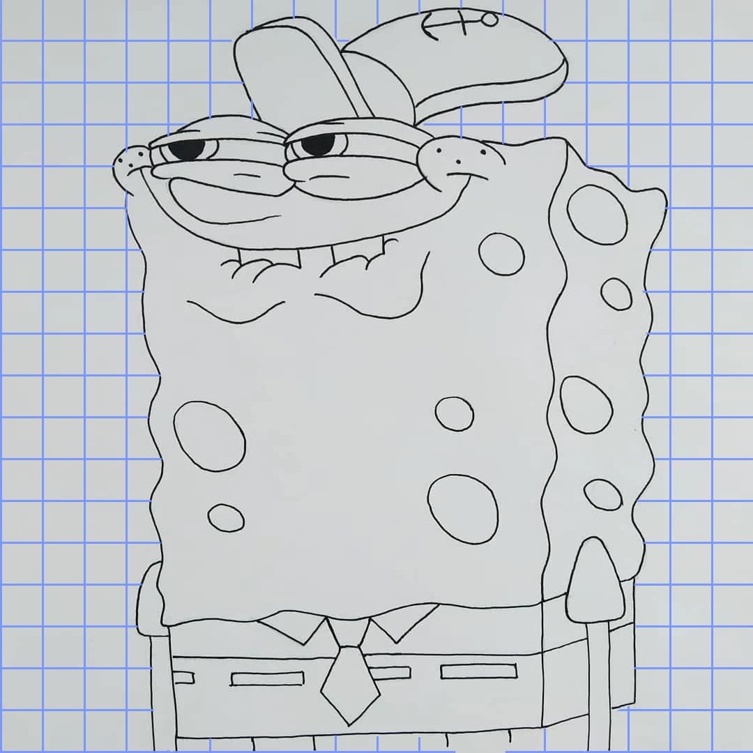 Рисунки для срисовки губка Боб окно