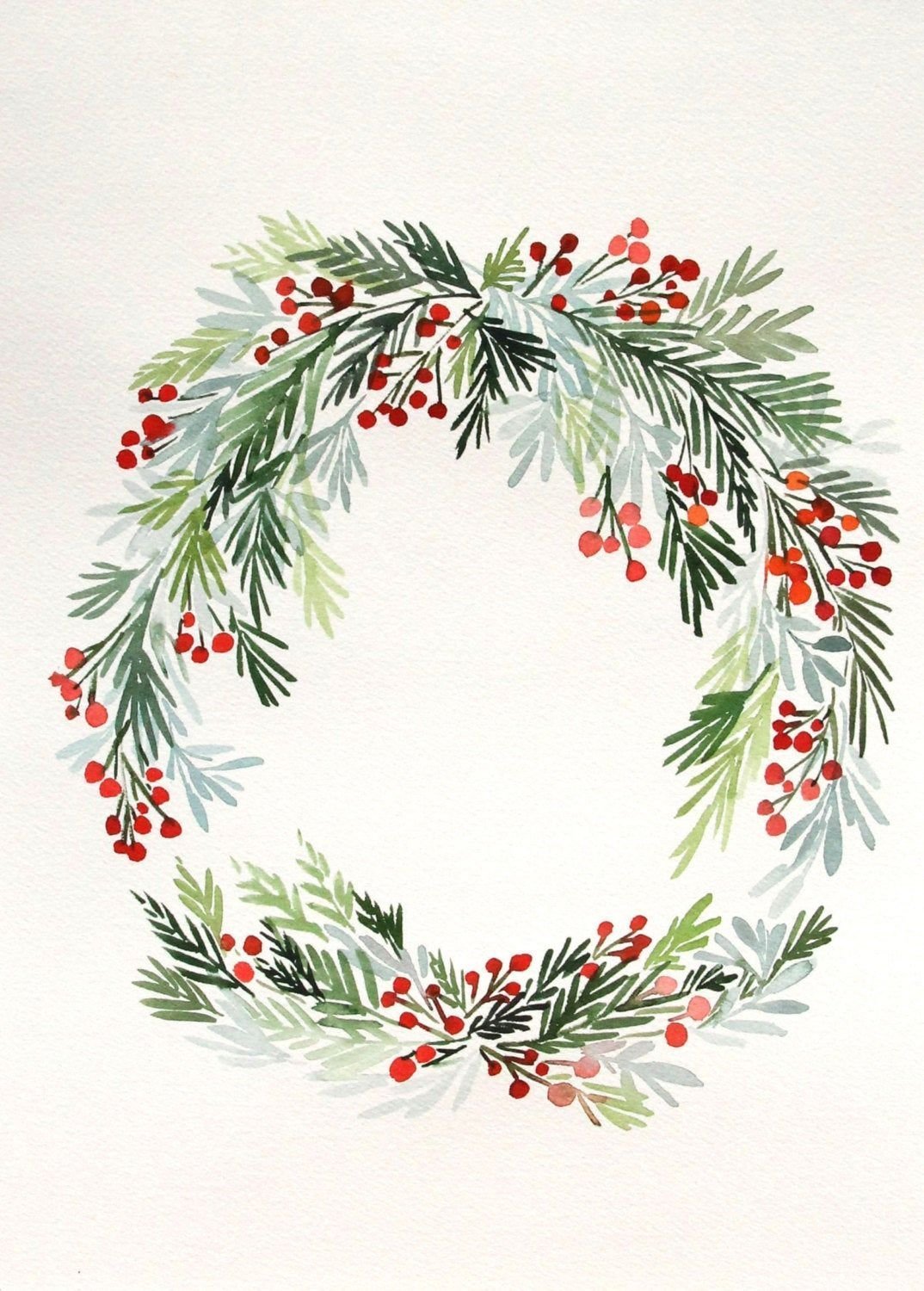 Акварельные новогодние венки
