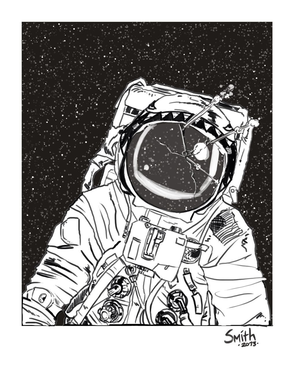 Тату на белом фоне космонавт