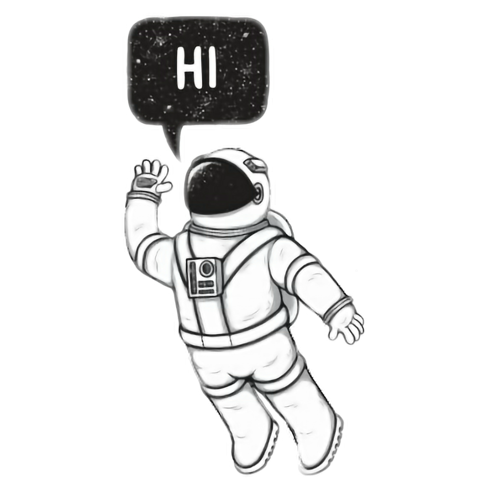 Космонавт арт чёрно белый