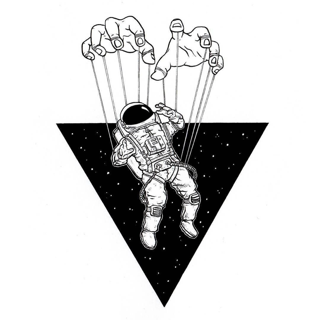 Наклейки с космонавтом черно белые