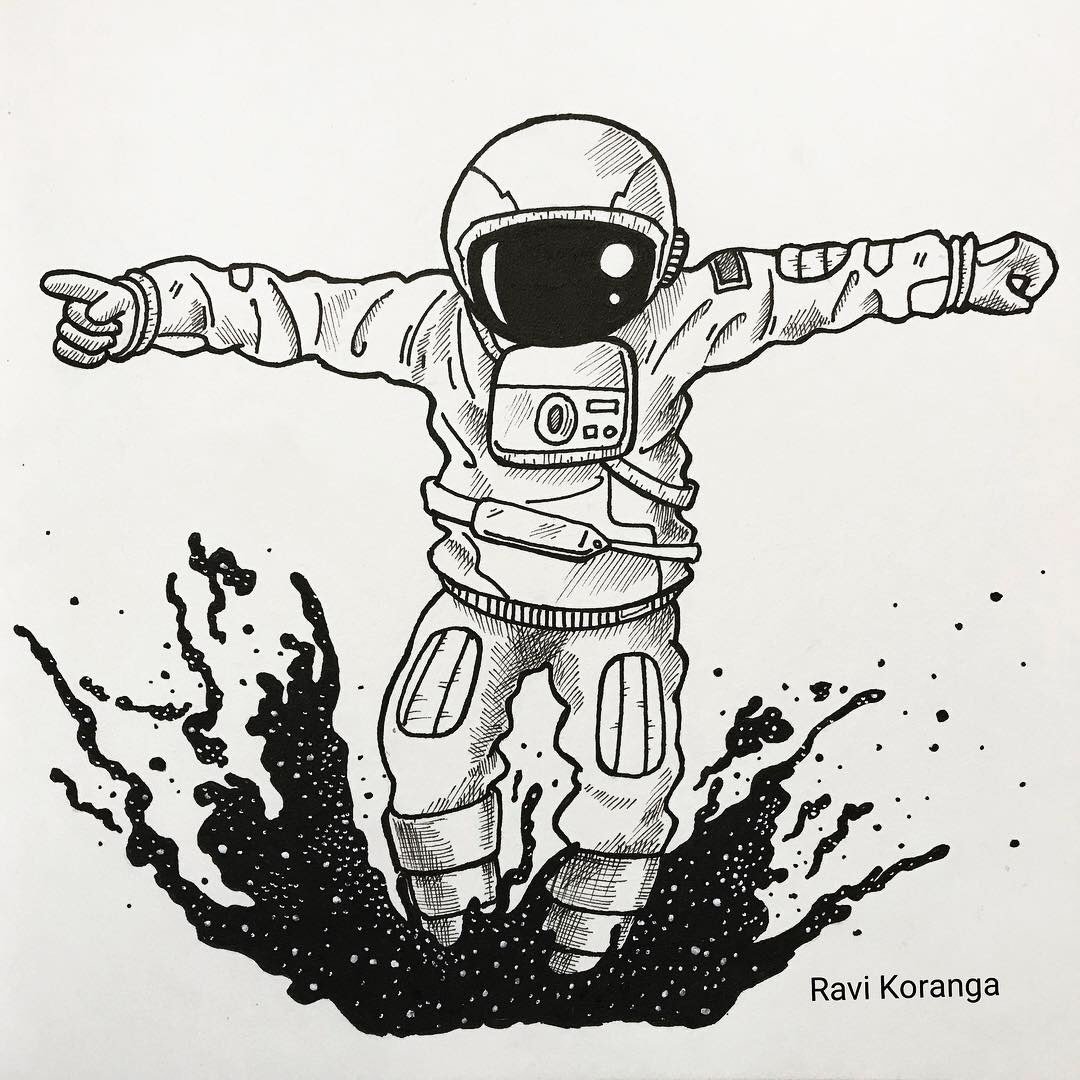 Космонавт в невесомости рисунок