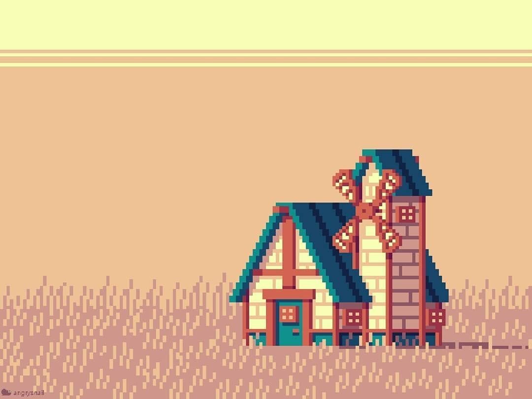 Деревенский домик в стиле пиксель арт