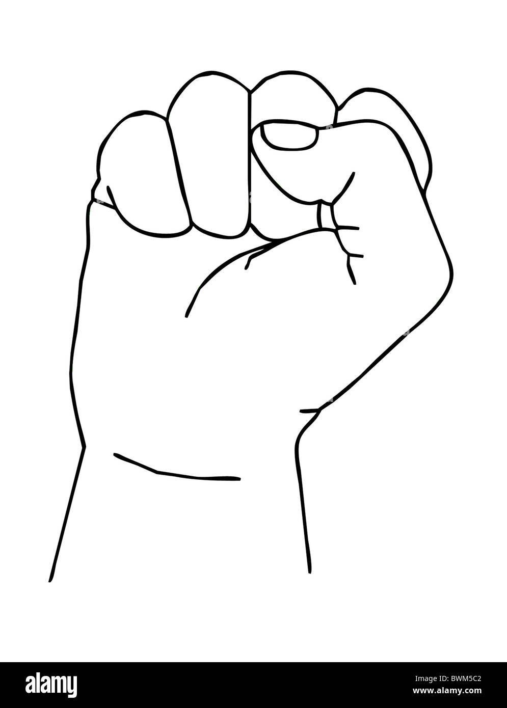 Рука кулак контур