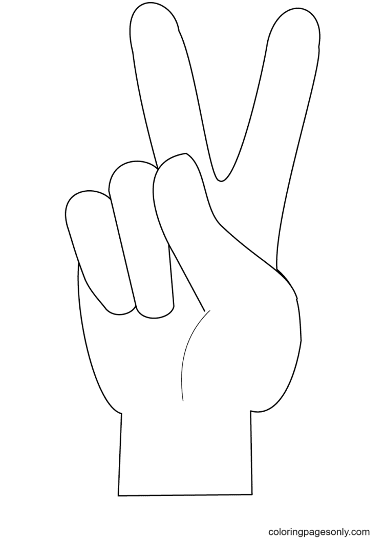 Рука с двумя пальцами контур