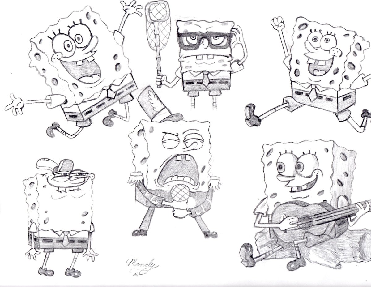 Раскраски наклейки Спанч Боб