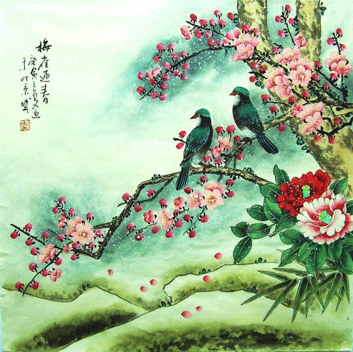 Древнекитайская живопись цветы и птицы