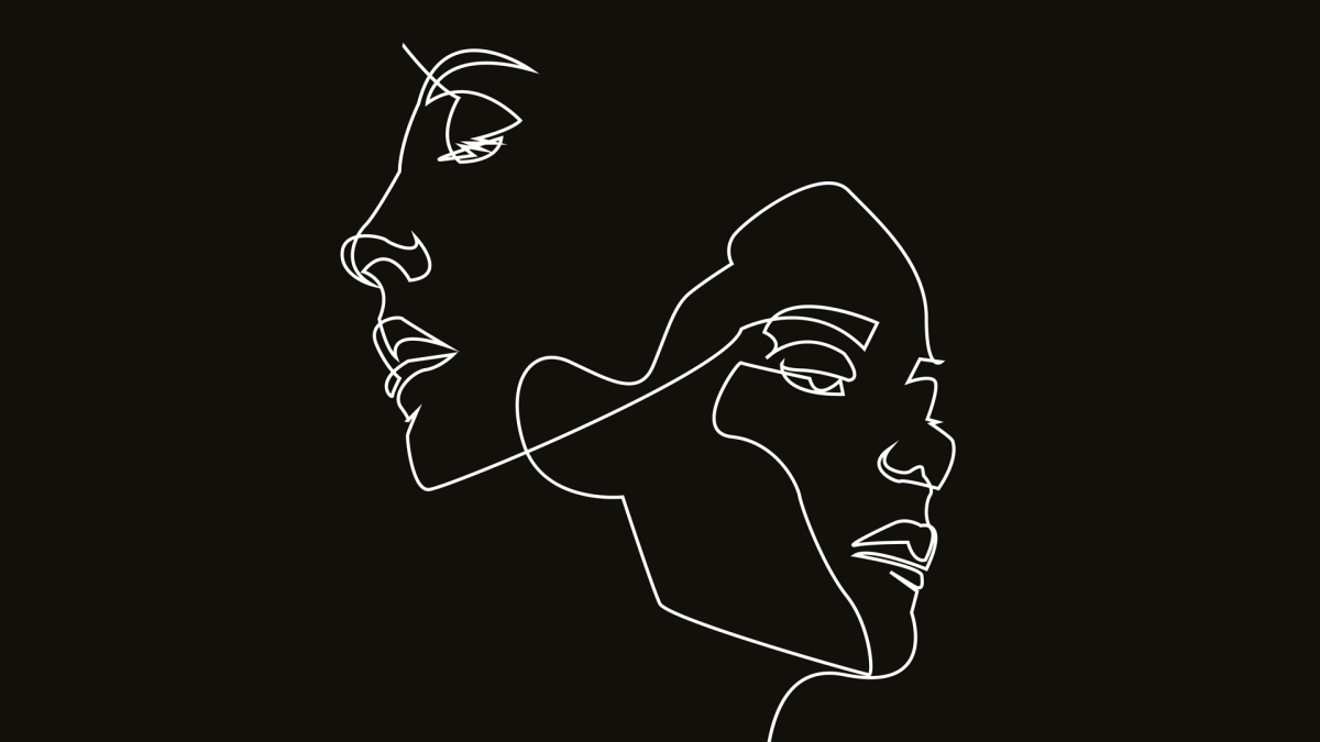 Силуэт лица мужчины и женщины