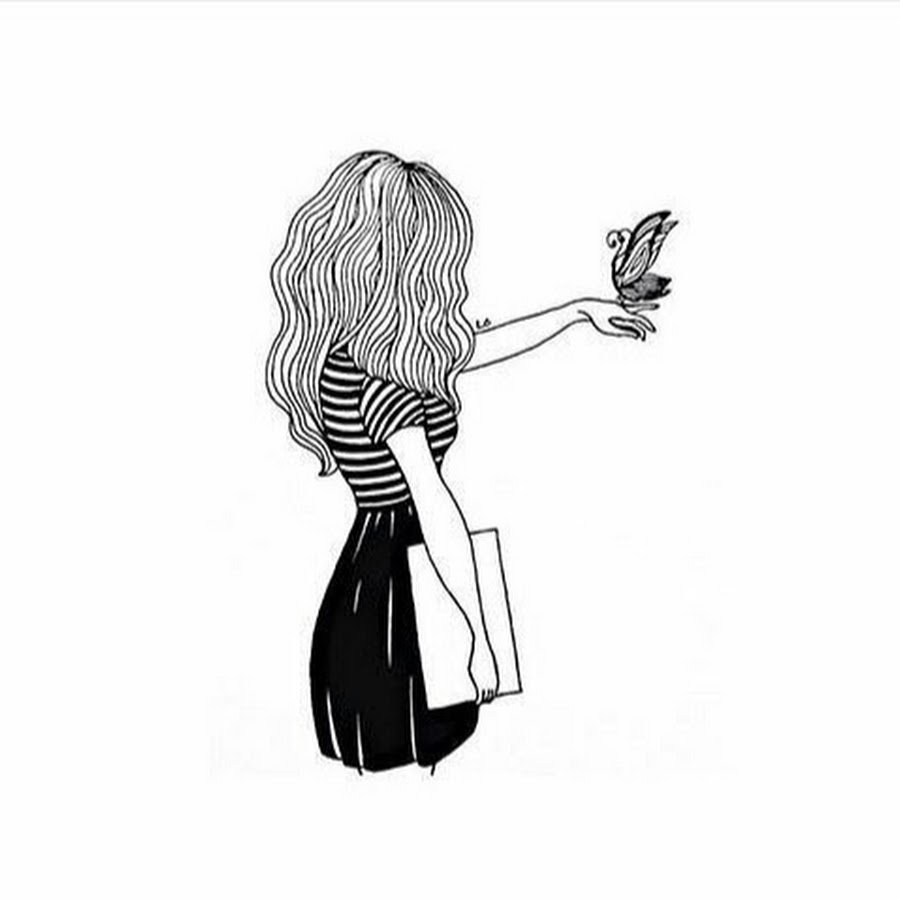 Черно белые рисунки девушек