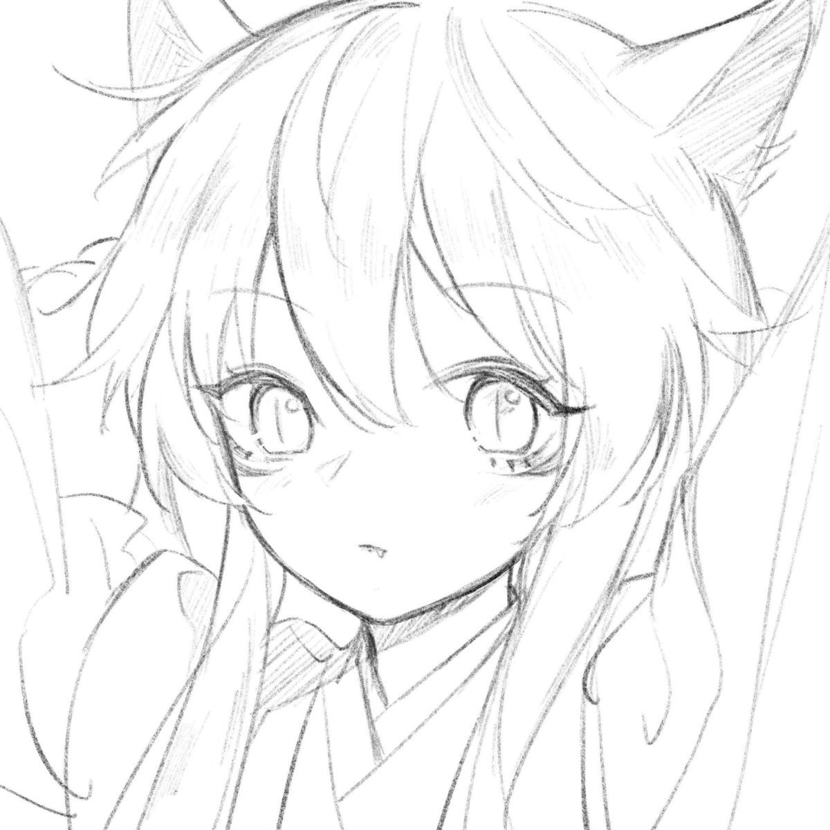 Неко карандашом для срисовки