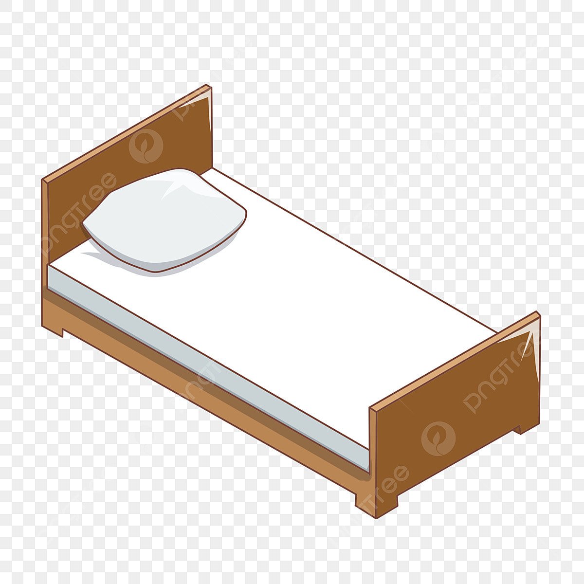 Голубая кровать на белом фоне