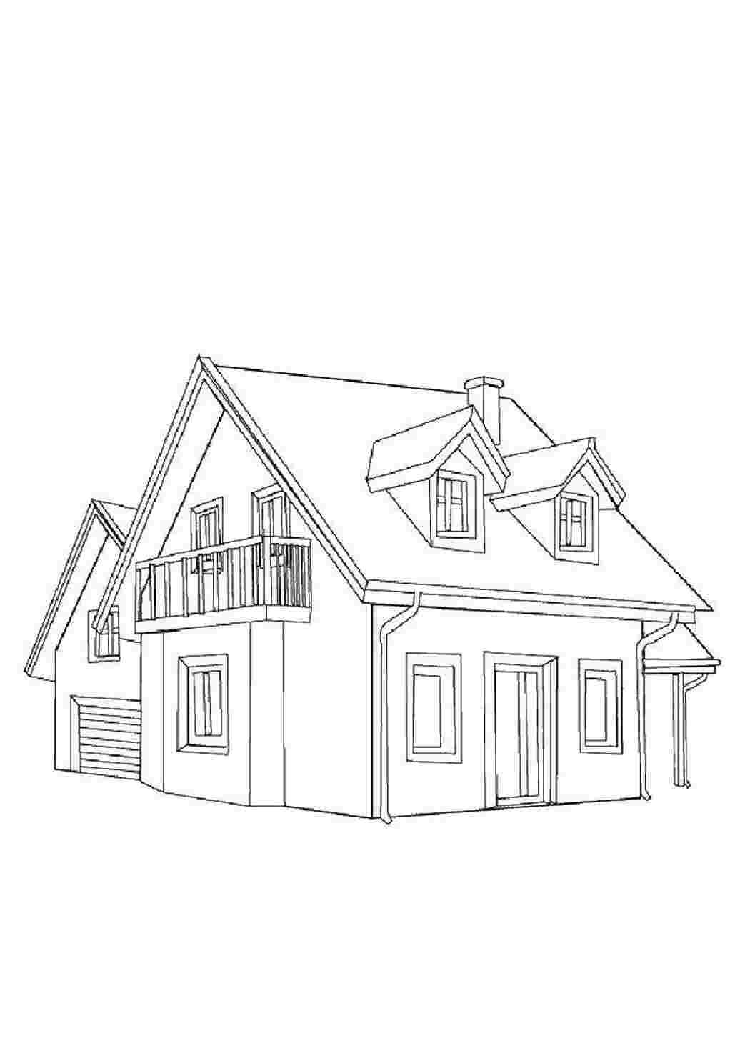 Двухэтажный дом карандашом