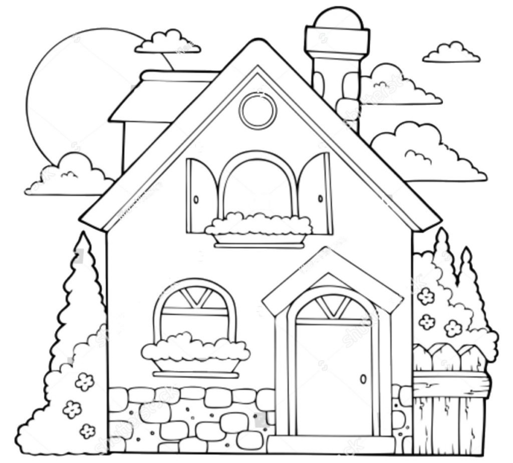 Раскраска красивый домик