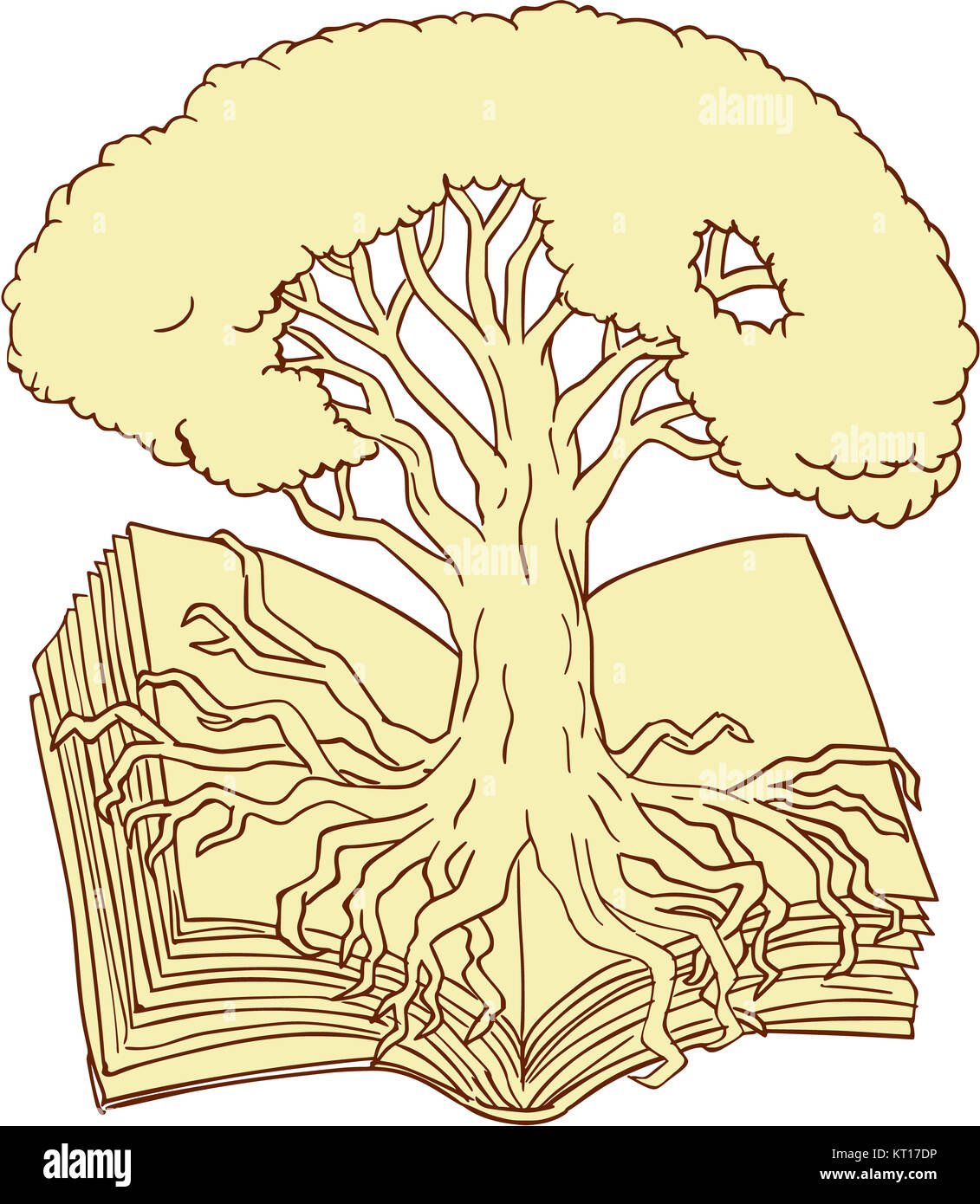 Нарисовать дуб с корнями