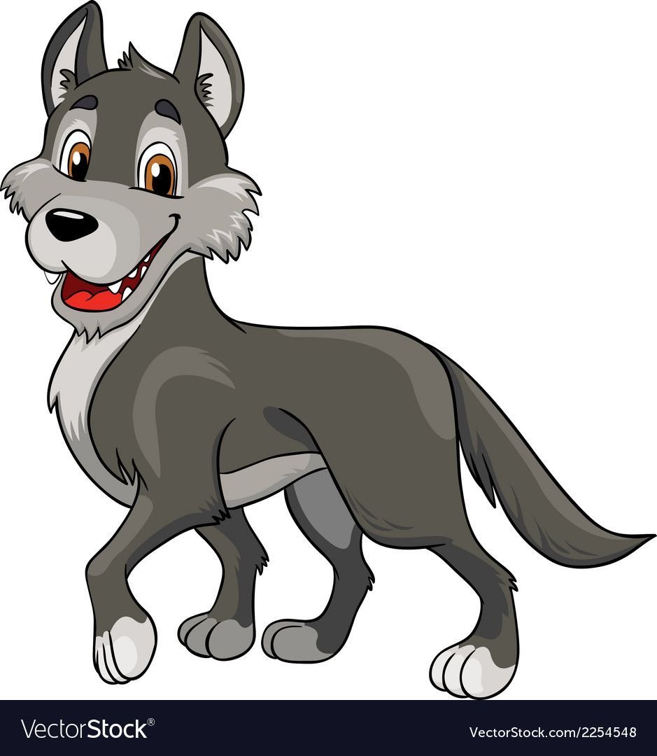 Волк на белом фоне мультяшный