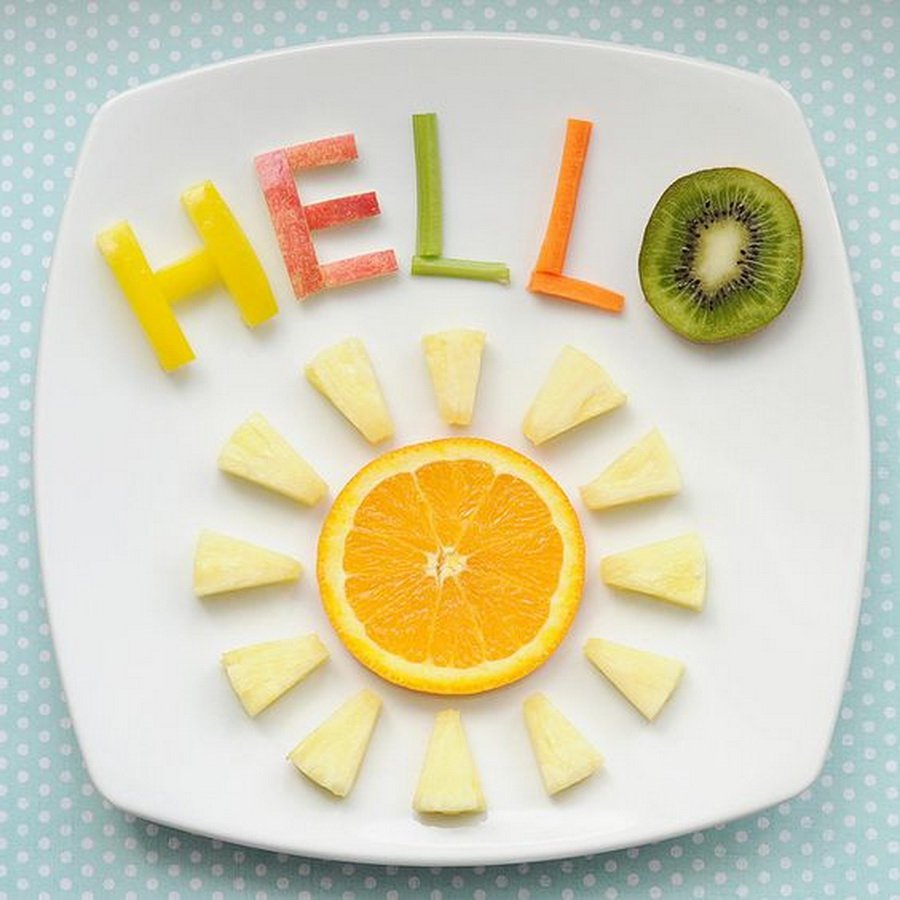 Фруктовый завтрак солнышко в тарелке