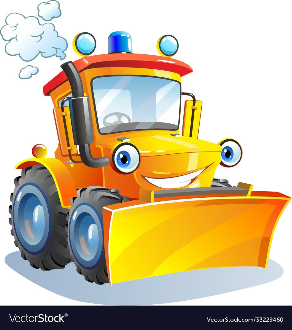 Трактор с ковшом мультяшный
