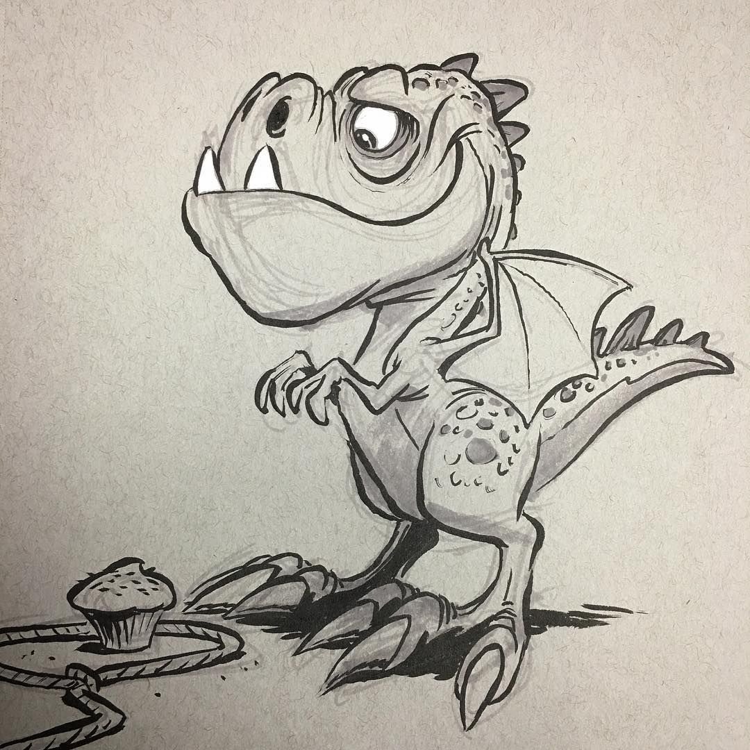 Динозаврик карандашом
