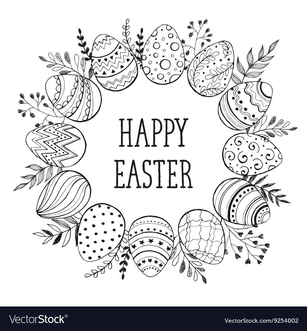 Веночки для Пасхи раскраски