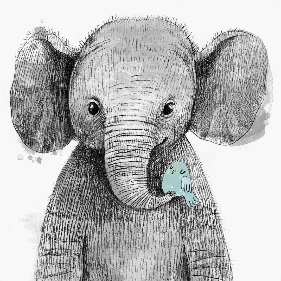 Рисунок слона из пинтереста
