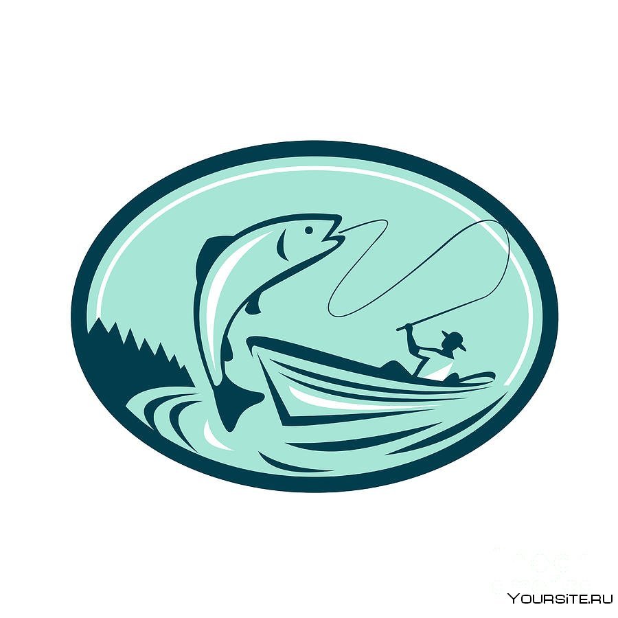 Рыбаки на лодке значки