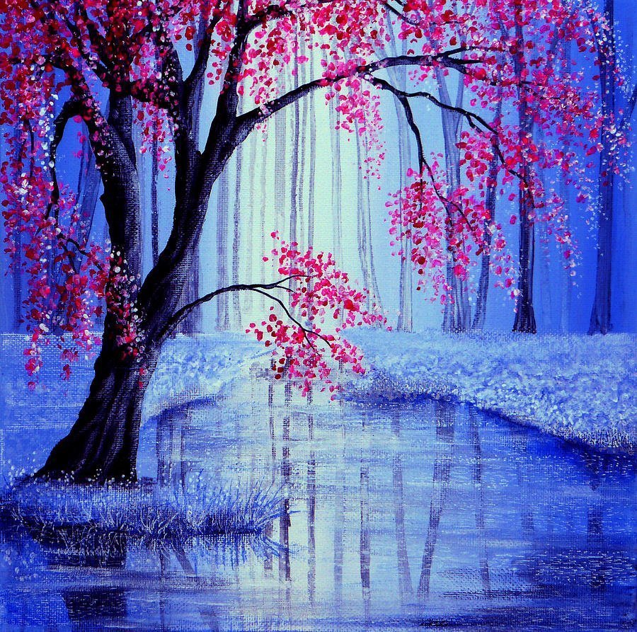 Японский пейзаж акрилом