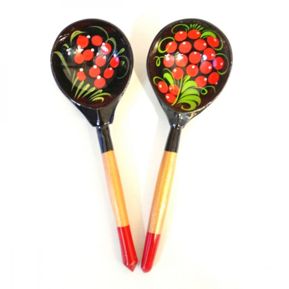 Ложка деревянная «Чернушка», полубаская, Хохлома