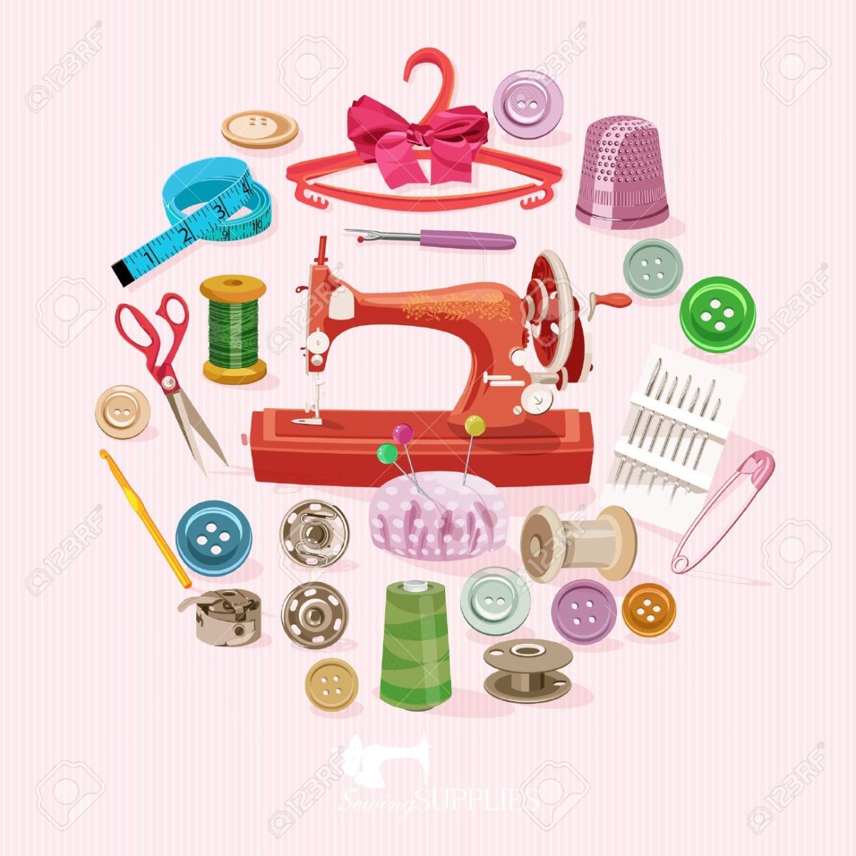 Принадлежности для шитья вектор