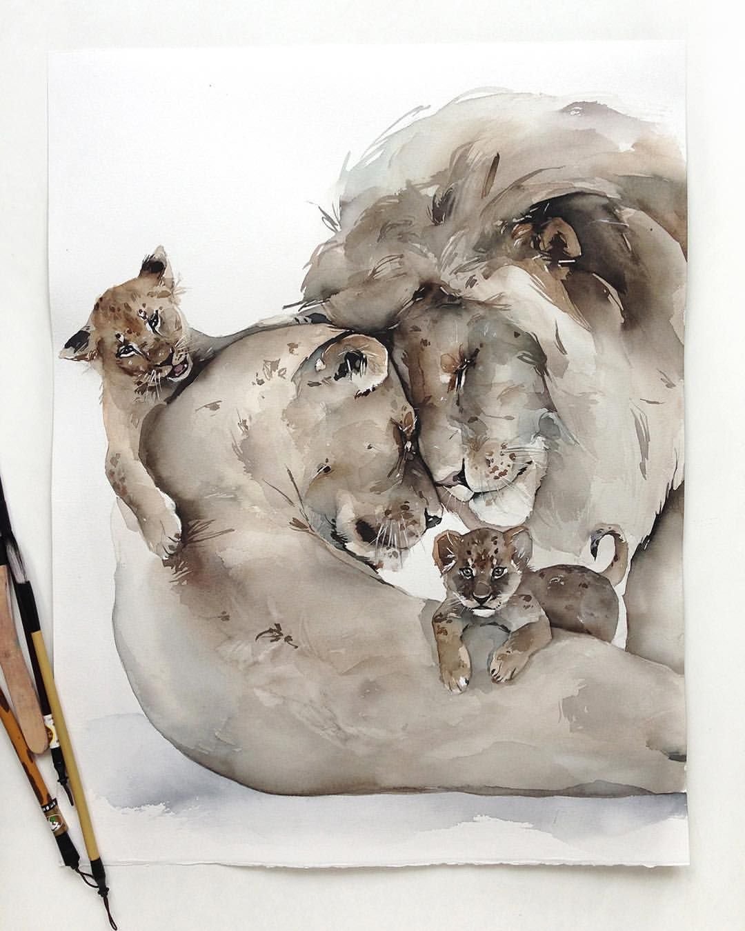 Наталья Каданцева акварель животные