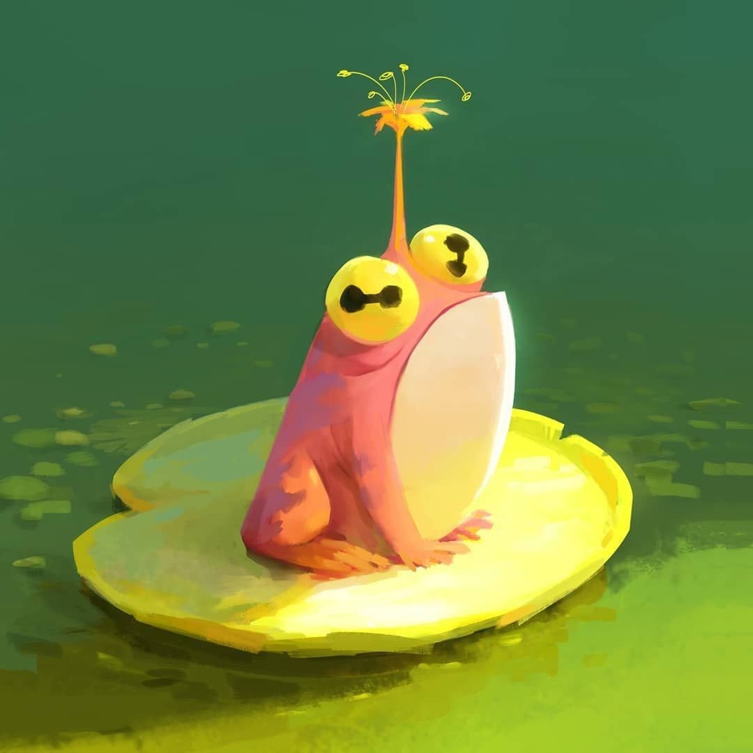 Лягушка цветными карандашами