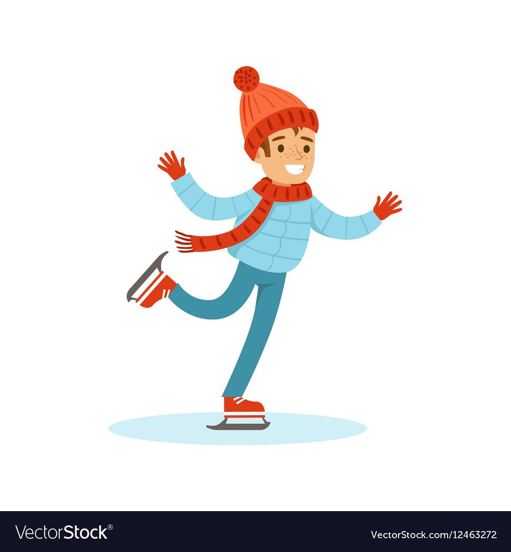 Мальчик катается на коньках