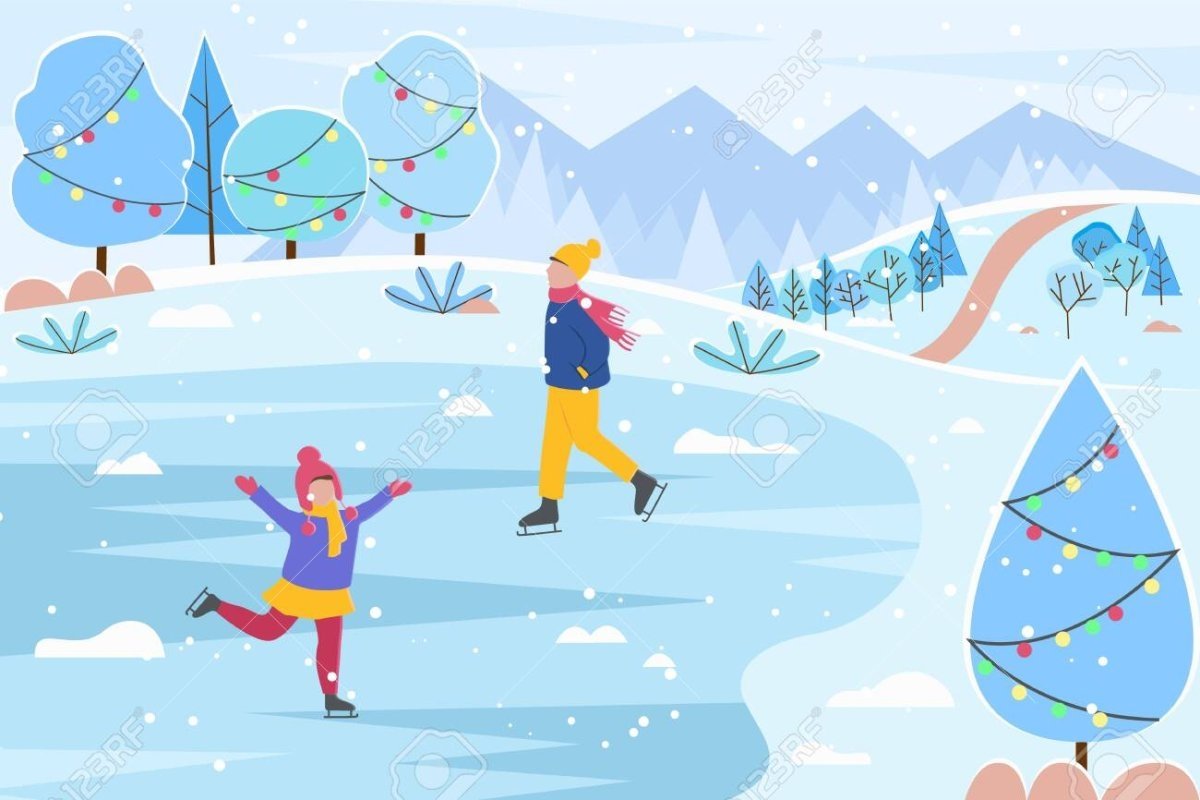 Зимние иллюстрации катка