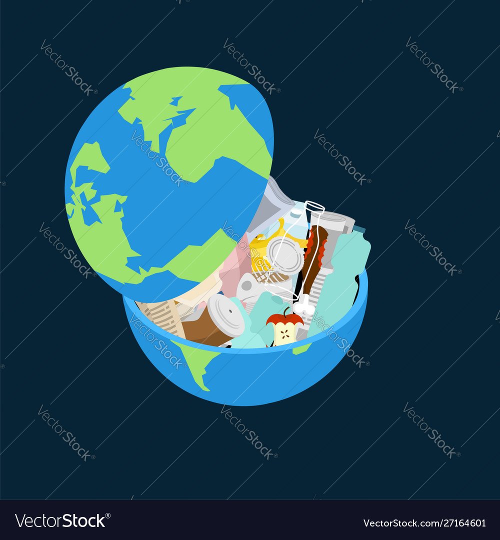 Иллюстрация о мусоре на планете земля
