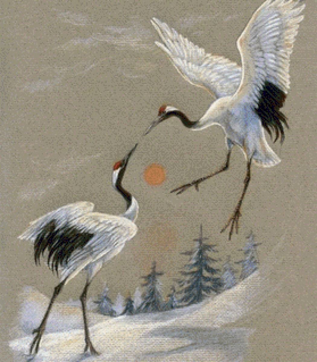 Журавл живопись Япония