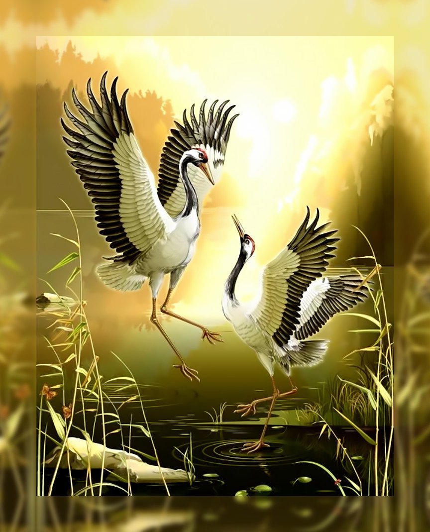 Китайская живопись Танцующие Журавли