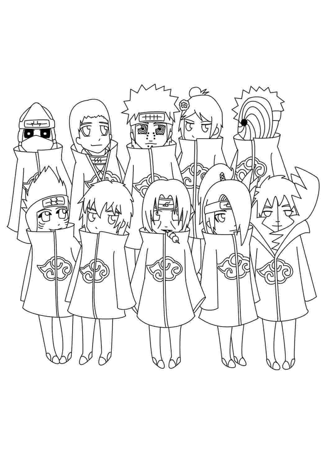 Разукрашка Наруто Акацуки
