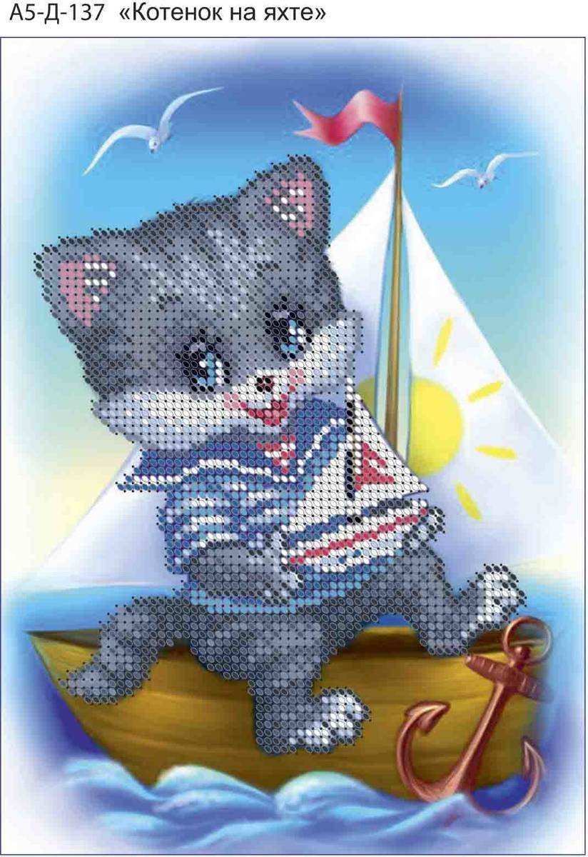 Вышивка бисером котенок