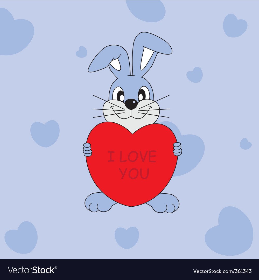 Счастливый кролик в сердечках