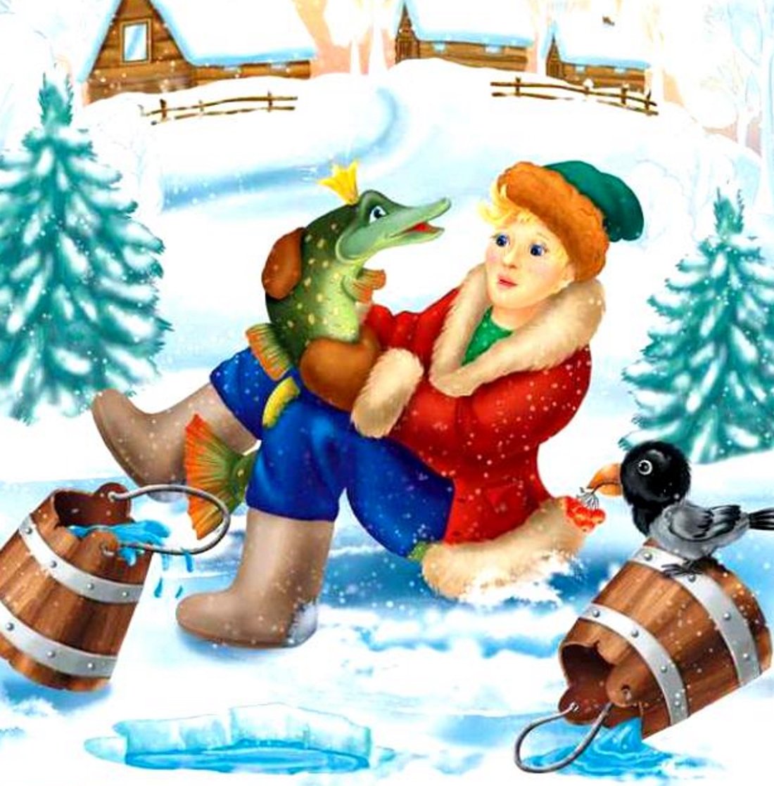 По щучьему велению Емеля на печи