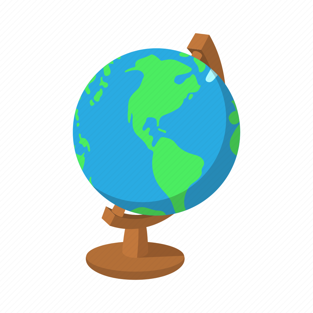 Глобус на белом фоне мультяшный