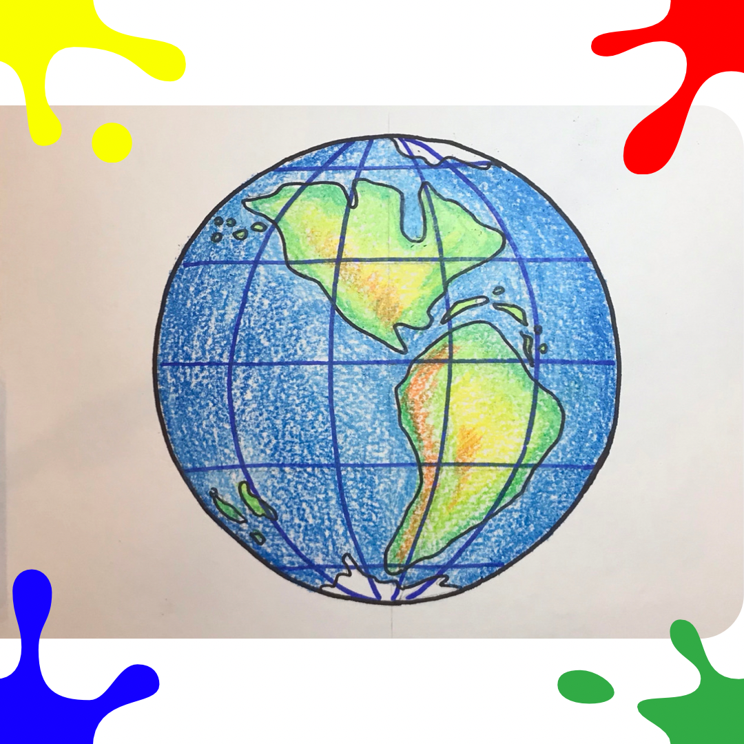 В руке Глобус рисование