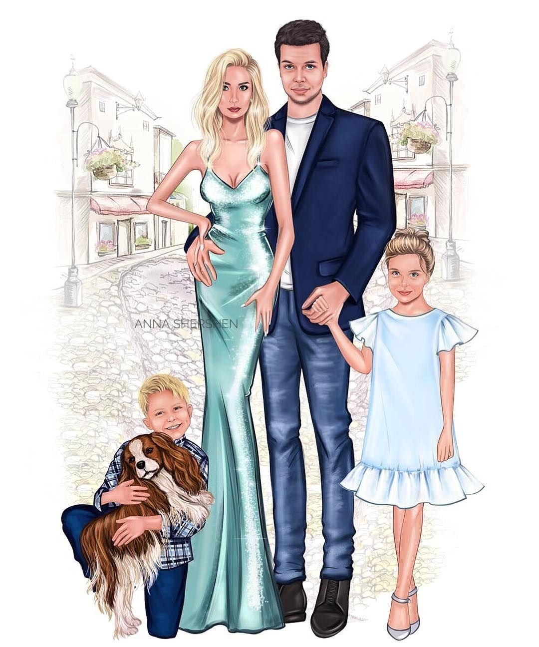 Оригинальный рисунок семьи