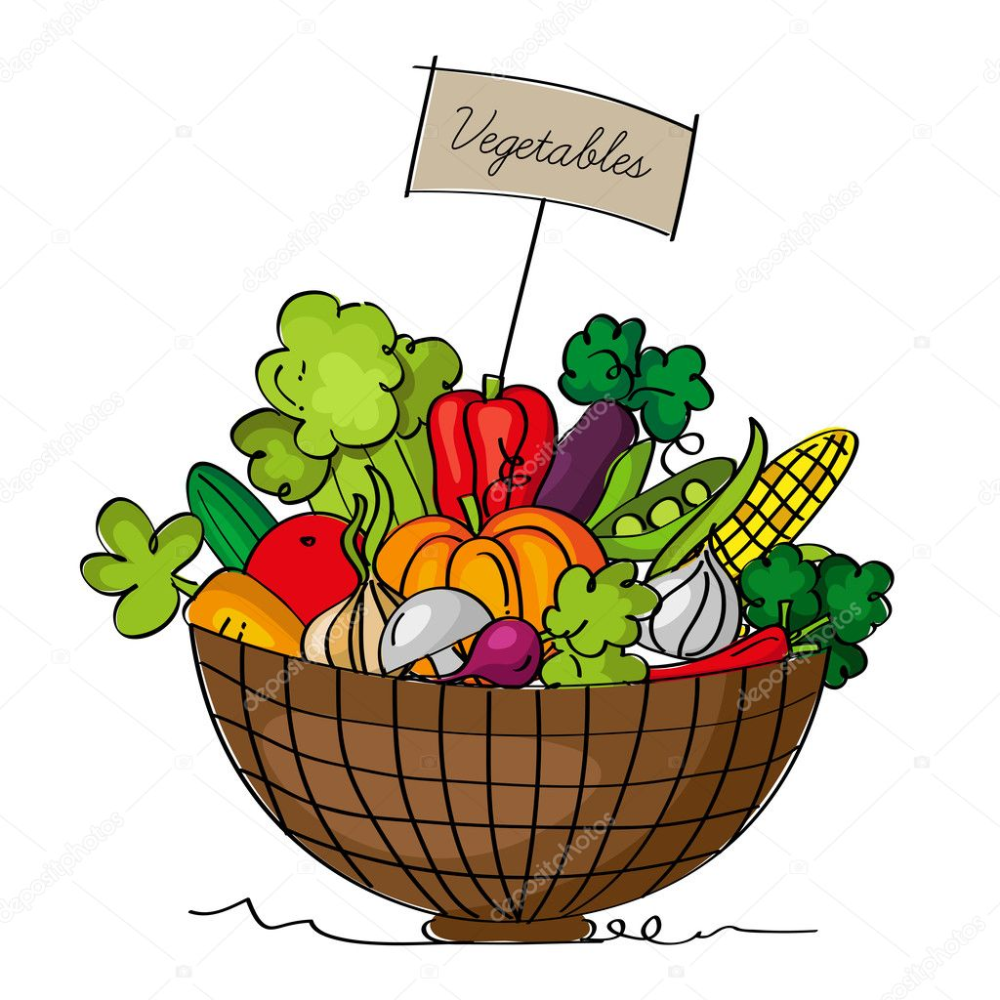 Корзина с овощами вектор