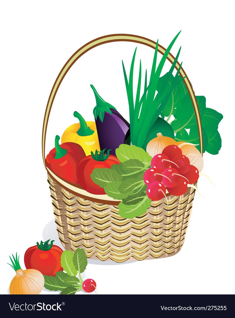 Корзина с овощами вектор