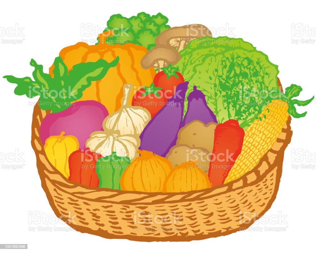 Корзина с овощами вектор